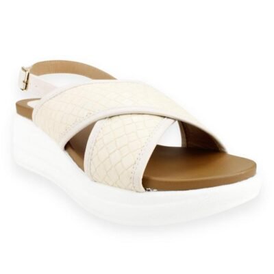 Sandalia New Walk Cintas Cruzadas Beige
