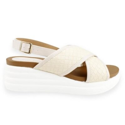 Sandalia New Walk Cintas Cruzadas Beige