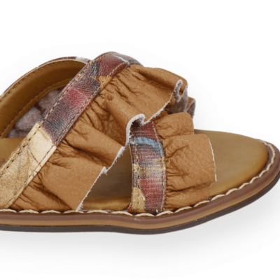 Sandalia Exs Flequillo Cuero Camel