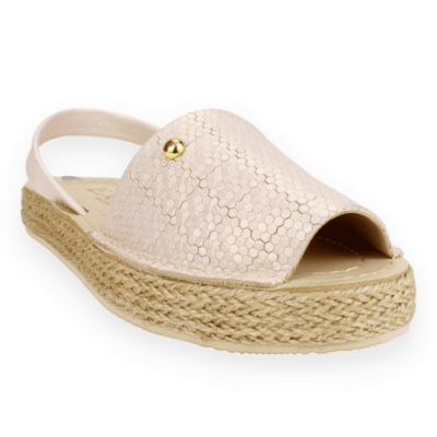 Sandalia Exs Hexágonos Cuero Rosa