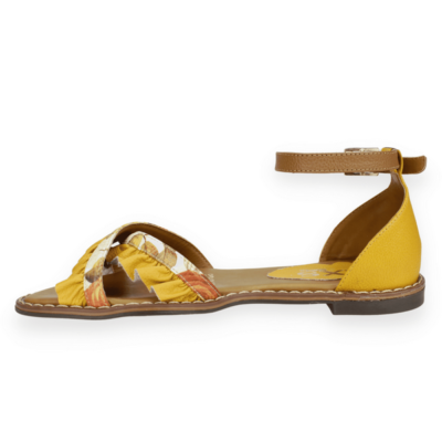 Sandalia Exs Flequillo Cuero Mostaza