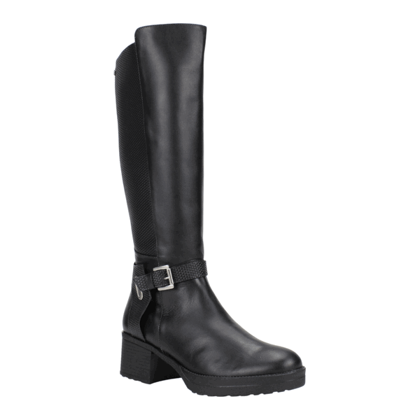 Bota Exs Tacón Rayas Cuero Negra 2 Bota Exs Tacón Rayas Cuero Negra - Imagen 2