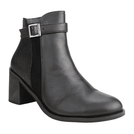 Botín Exs Broche Reptil Cuero Negro 2 Botín Exs Broche Reptil Cuero Negro - Imagen 2