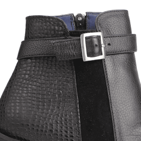 Botín Exs Broche Reptil Cuero Negro 4 Botín Exs Broche Reptil Cuero Negro - Imagen 4