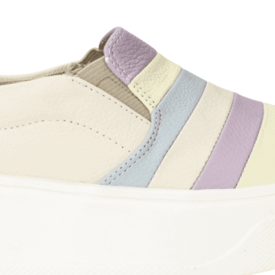 Zapatilla Exs Slip On Líneas Cuero Beige - Imagen 4