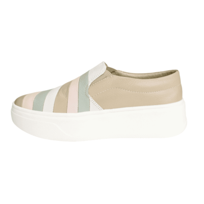Zapatilla Exs Slip On Líneas Cuero Camel - Imagen 3