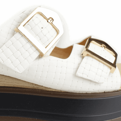 Sandalia New Walk Doble Correa Blanca - Imagen 4