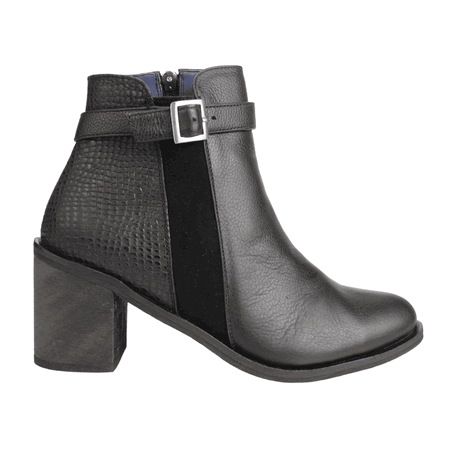 Botín Exs Broche Reptil Cuero Negro 1 Botín Exs Broche Reptil Cuero Negro