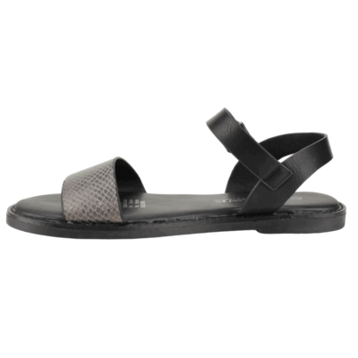 Sandalia New Walk Reptil Plana Negra - Imagen 3