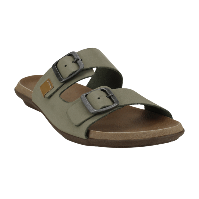 Sandalia Exs Doble Correa Cuero Khaki 2 Sandalia Exs Doble Correa Cuero Khaki - Imagen 2