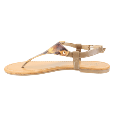 Sandalia Exs Plana Cuero Camel - Imagen 3
