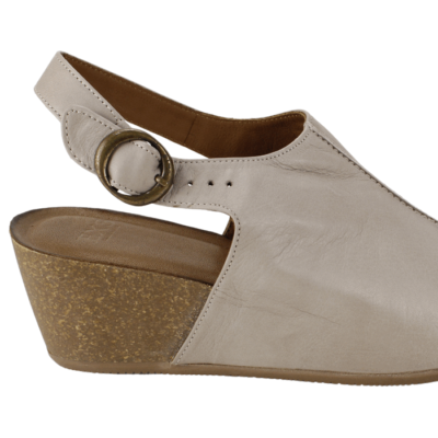 Sandalia Exs Cuña Cuero Beige - Imagen 4