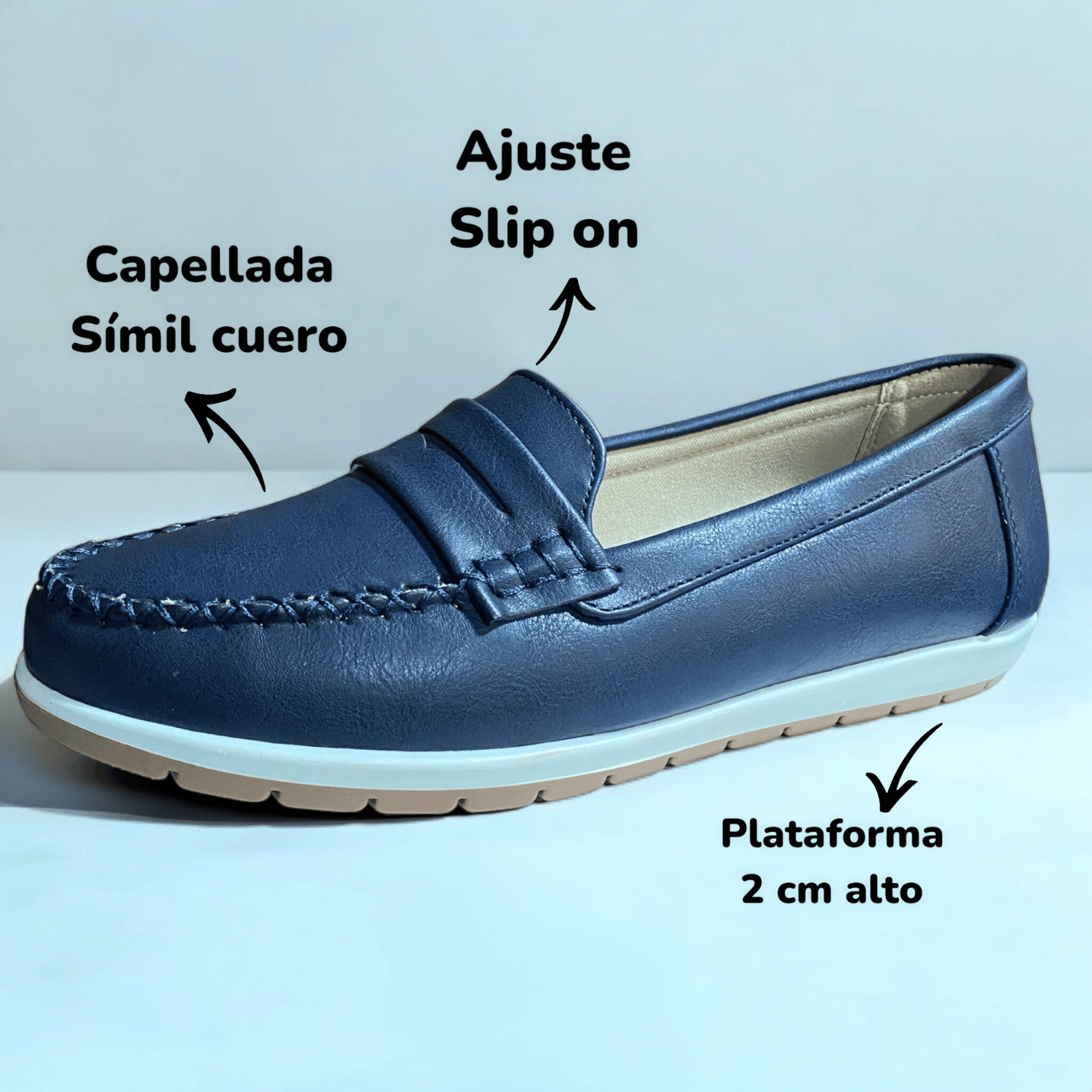 Mocasín New Walk Bianca Azul Marino 2 Mocasín New Walk Bianca Azul Marino - Imagen 2