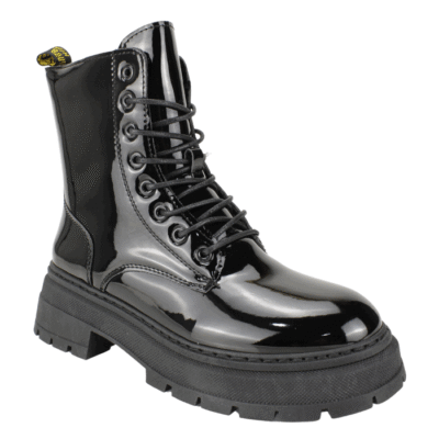 Botín New Walk Militar Brillante Negro - Imagen 3