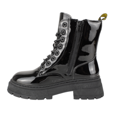 Botín New Walk Militar Brillante Negro - Imagen 4