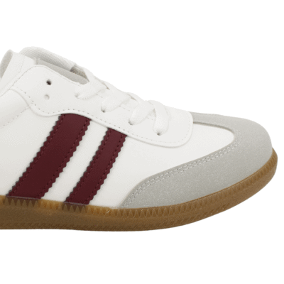 Zapatilla New Walk Vintage Blanca Burdeo