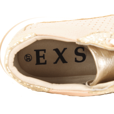 Zapatilla Exs Cuero Troquelada Beige