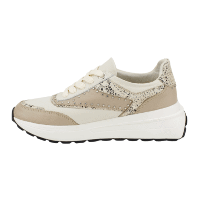 Zapatilla Exs Brillos Cuero Beige