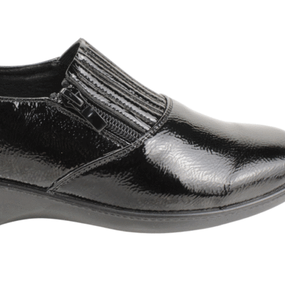 Zapato New Walk Confort Cierre Negro Brillante