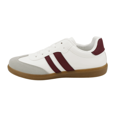 Zapatilla New Walk Vintage Blanca Burdeo