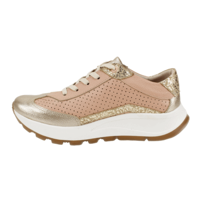Zapatilla Exs Cuero Troquelada Beige