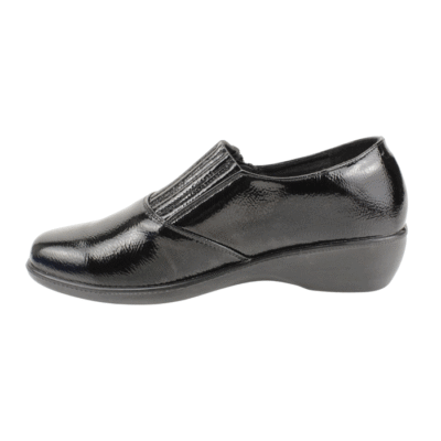 Zapato New Walk Confort Cierre Negro Brillante