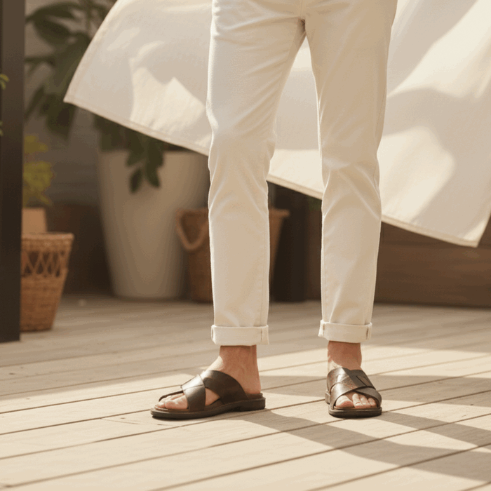 Sandalia Kildare Doble Tiras Cuero Café 2 Sandalia Kildare Doble Tiras Cuero Café - Imagen 2