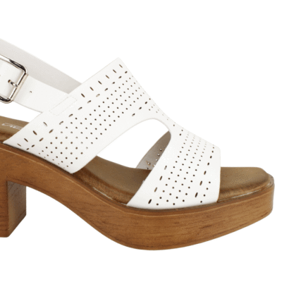 Sandalia New Walk Plataforma Troquelada Blanca - Imagen 4