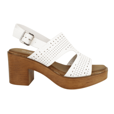 Sandalia New Walk Plataforma Troquelada Blanca
