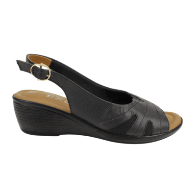 Sandalia Exs Texturas Cuero Negro
