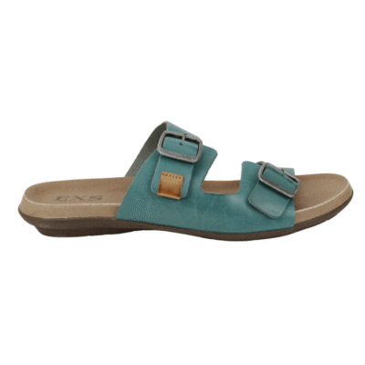 Sandalia Exs Broches Cuero Turquesa