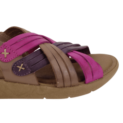 Sandalia Exs Confort Tiras Cuero Burdeo - Imagen 4