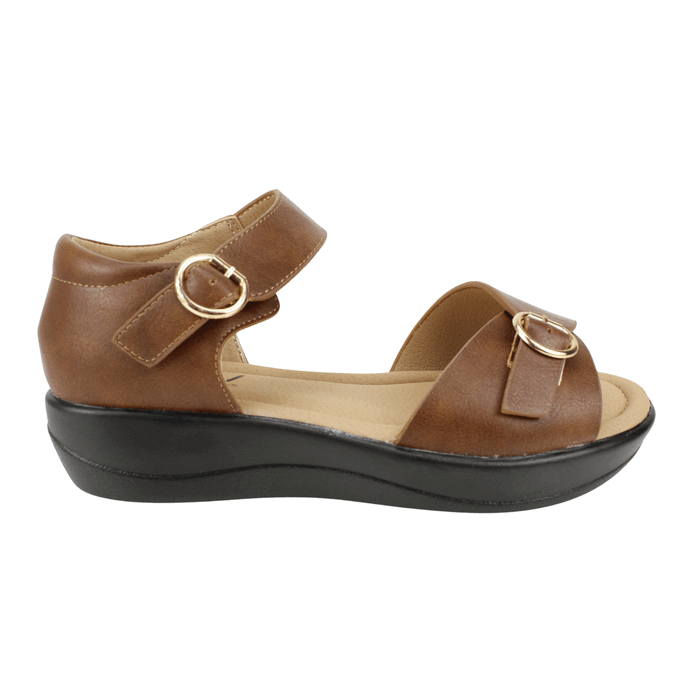 Sandalia New Walk Doble Broche Café 1 Sandalia New Walk Doble Broche Café