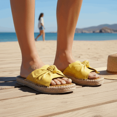 Sandalia Exs Lazo Cuero Amarilla