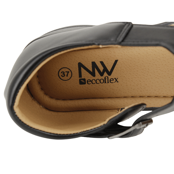 Sandalia New Walk Broche Reptil Negra 5 Sandalia New Walk Broche Reptil Negra