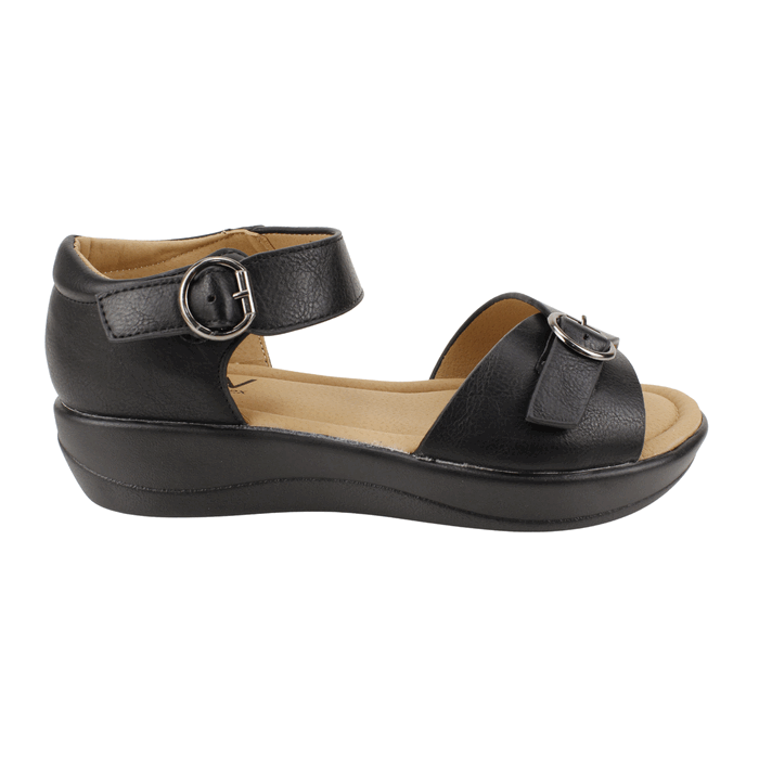 Sandalia New Walk Doble Broche Negra 1 Sandalia New Walk Doble Broche Negra