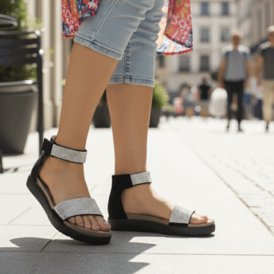 Sandalia Refresh Brillos Negra