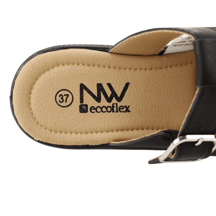 Sandalia New Walk Slip On Broche Negra 5 Sandalia New Walk Slip On Broche Negra