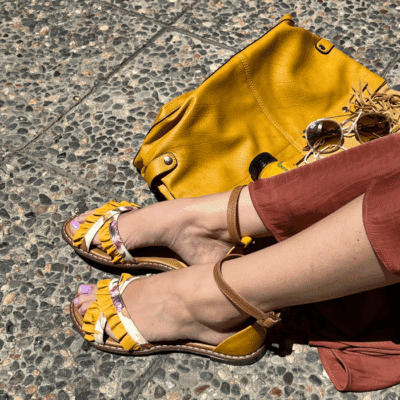 Alternative view of Sandalia Exs Flequillo Cuero Mostaza