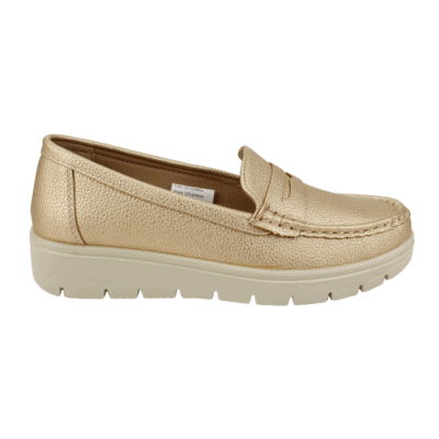 Mocasín New Walk Plataforma Confort Dorado