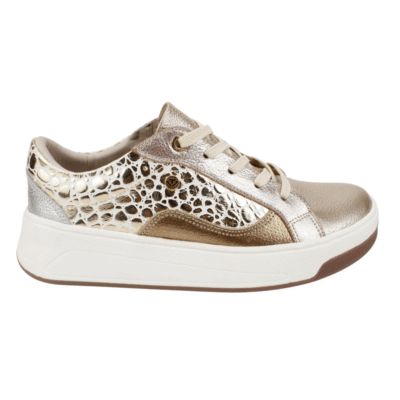 Zapatilla Exs Animal Print Cuero Dorada
