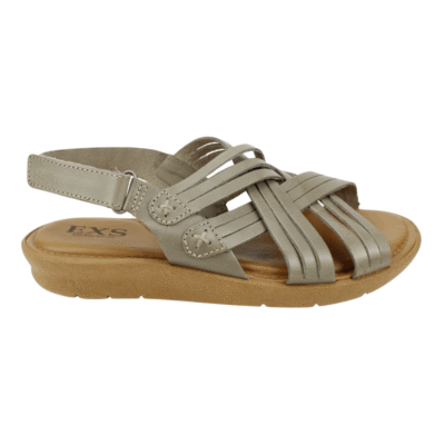 Sandalia Exs Confort Tiras Cuero Verde Olivo