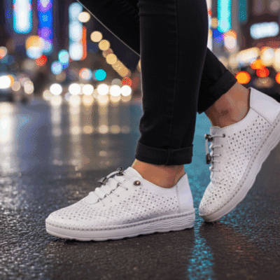 Alternative view of Zapatilla Exs Troqueladas Cuero Blanca