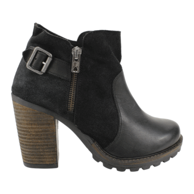 Botín Carmela Broche Gamuza Negro