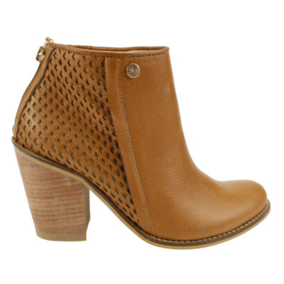 Botín Exs Semi Troquelado Cuero Camel