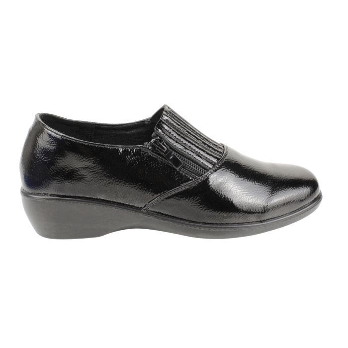 Zapato New Walk Confort Cierre Negro Brillante 1 Zapato New Walk Confort Cierre Negro Brillante