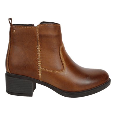 Botín Palm Costuras Cuero Marrón