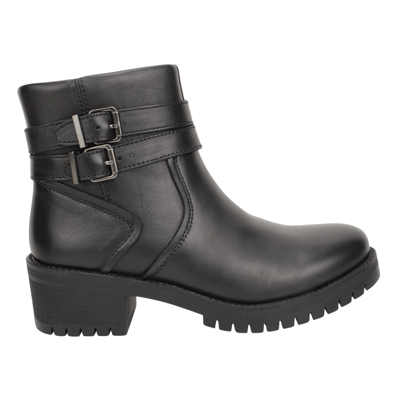 Botín Palm Doble Broche Cuero Negro 1 Botín Palm Doble Broche Cuero Negro