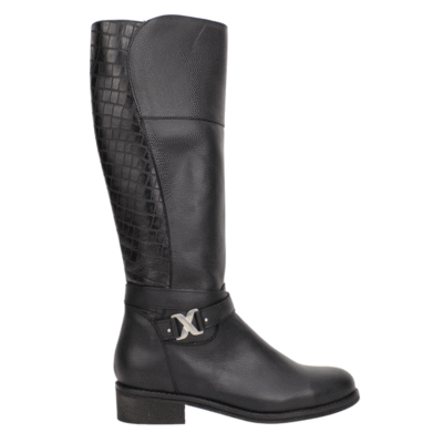 Bota Exs Cuero Larga Negra