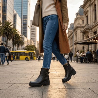 Alternative view of Botín Palm Broche Cuero Negro